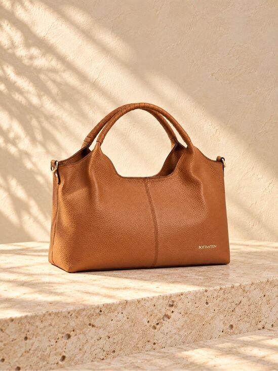 BOSTANTEN Handbags - BOSTANTEN Nevin Cognac Pebbled Leather Satchel Crossbody Bag NWOT